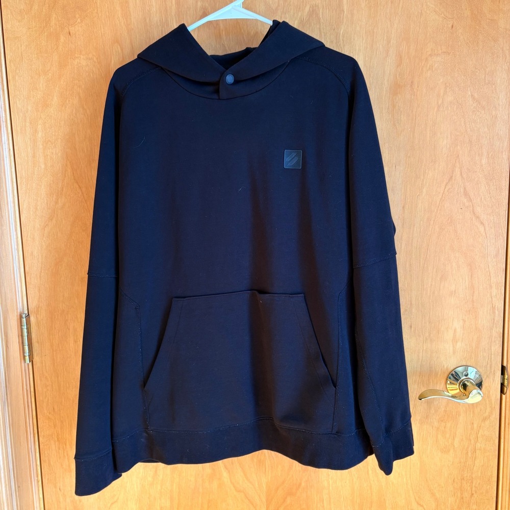 Superdry‎ Black Logo Button Hooded Pullover Hoodie Mens Size M